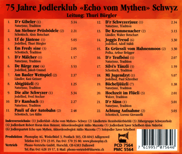 Inhaltsverzeichnis 75 Jahre Echo vom Mythen